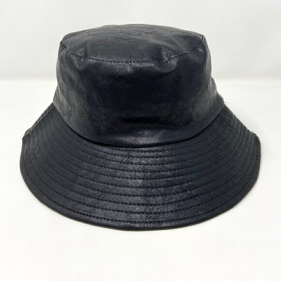 ANTHROPOLOGIE | Black Faux Leather Bucket Hat NWT